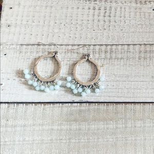 Bohemian Lt Mint Green Hammered Silver Earrings